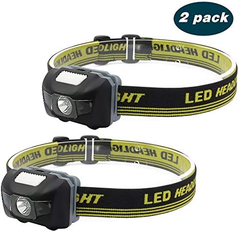 WitMoving Headlamp Bright Headlight with 4 Modes AAA Battery Operated Lightweight Helmet Light for Camping, Caving, Hiking, Reading, Runing(2pack)