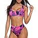 Dixperfect Two Pieces Bikini Sets Swimsuit Sports Style Low Scoop Crop Top High Waisted High Cut Cheeky Bottom (XL, Camouflage Pink)