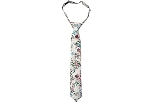 Otis & Oliver Boys Floral Tie Pre-Tied Kids Necktie Age 1-12 Adjustable Woven Cotton Church Wedding School Graduation