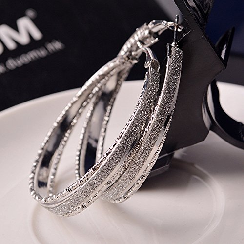 Gbell Women Dull Polish Drop Hoop Earrings Party Jewelry - Large Round Dangle Drop Earrings for Ladies Girls,5.5cmx 5cm (Silver)