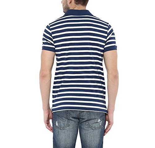 american crew men's cotton polo white and navy melange