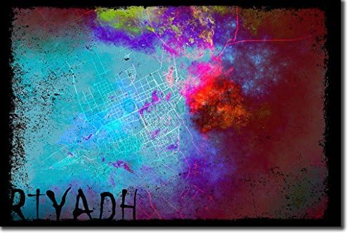 Introspective Chameleon Riyadh, Saudi Arabia Original Map Design Colourboo - Art Print Poster Photo Gift - Size: 24 x 16 Inches (61 x 40.5 cm)