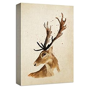 Canvas Wall Art Elk with Big Horn Painting Artwork for Home Prints Framed - 12x18 inches