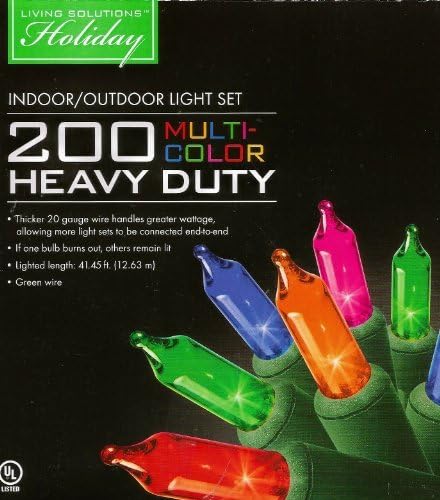 200 Multi Color Heavy Duty Indoor/Outdoor Light Set by Living Solutions