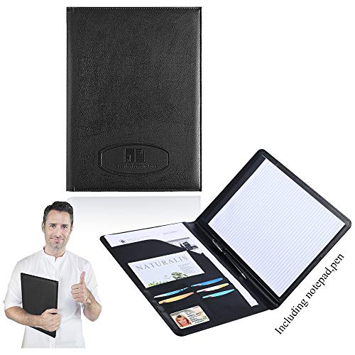 Leather Portfolio Folder Padfolio for Business School Office Conference Presentation Interview, Leather Resume Padfolio Folder Organizer for Men Women with Notepad and Pen - Thumbnail 7