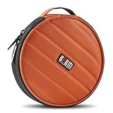 0721H BUBM Portable Round 32 CD Disc Storage Case Bag Heavy Duty CD/DVD Wallet for Car, Home, Office and Travel (Orange)