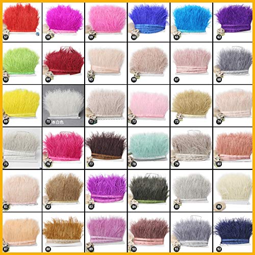 Maslin Pack of 10meter Army Green Ostrich Feather Trims 8-10cm 3-4inch Feather Fringes Trimming Satin Ribbon Laces Belts Wedding Decor. - (Color: Light Purple)