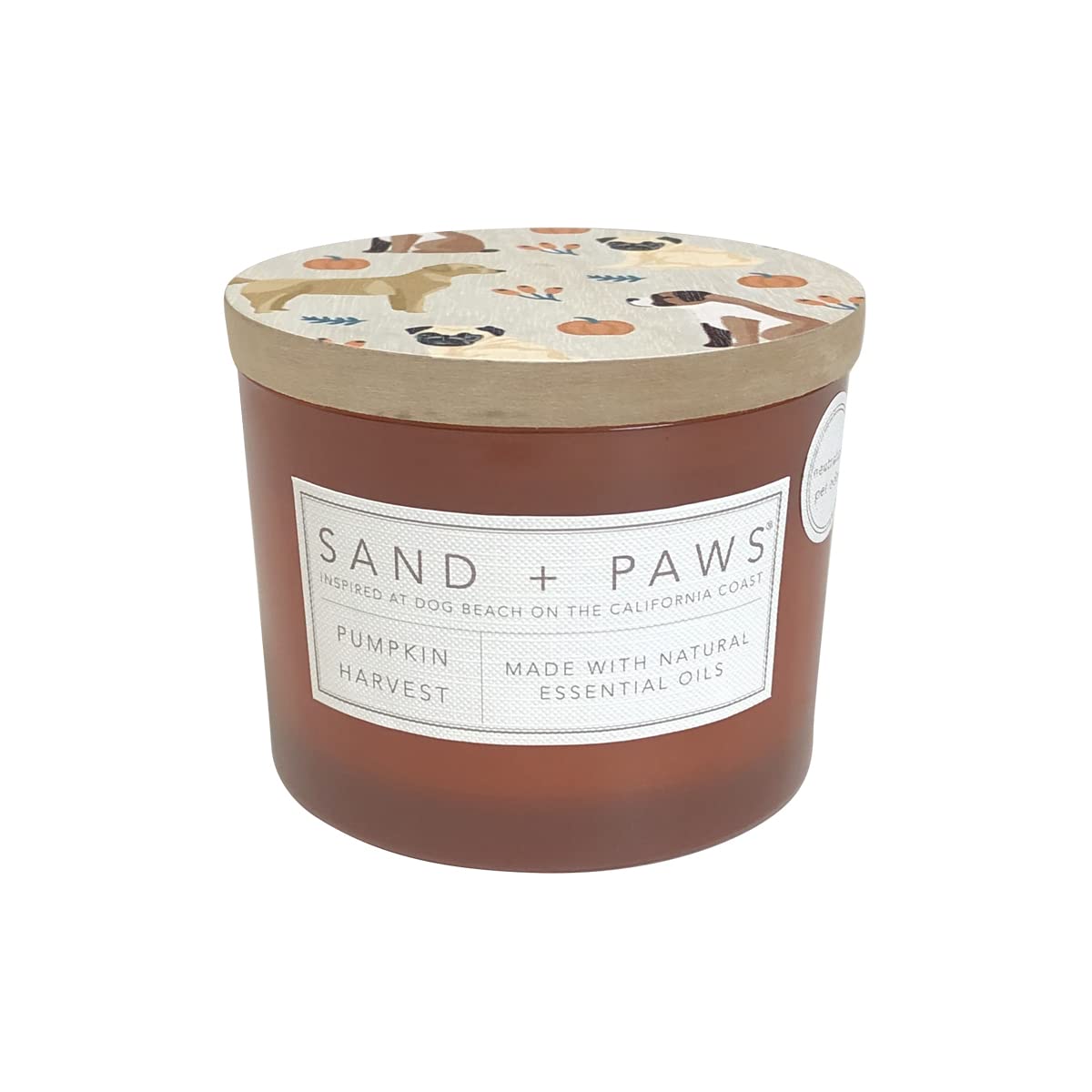 Sand + Paws Scented Candle - Pumpkin Harvest - Luxurious Air Freshening Jar Candles Neutralize pet Odors and Enhance Home décor – 100% Cotton Lead-Free Wicks - 12 oz