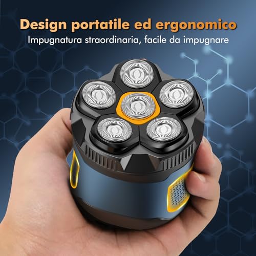 Singphere Men's Electric Shaver Bald Head, IPX7 Waterproof Electric Shaver Beard, 6D Magnetic Shaver Head, Men's Hair Shaver Bald Head with LED Display & Type-C