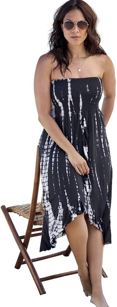 black strapless swim cover up