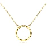 KECHO 14k Gold Simple Circle Necklace Karma Pendant Necklace for Women Jewelry