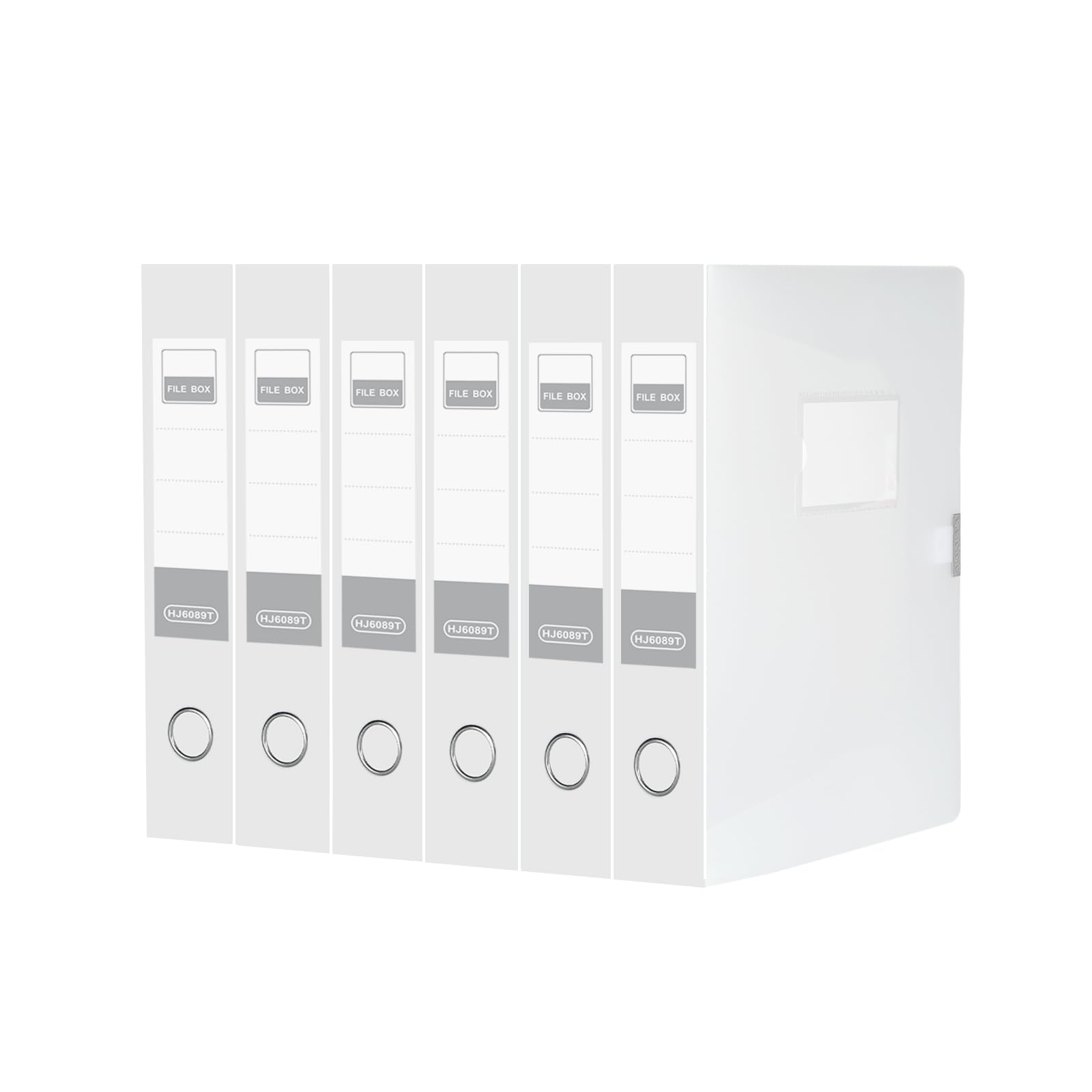 DONGLI A4 Filing Box with Lid, Document Binders, 55mm Spine for Office, Schools Dorm and Home, Pack of 6, Transparent