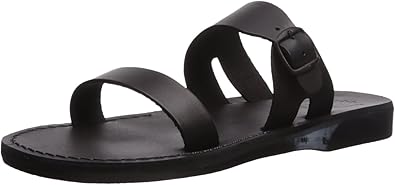 black two strap slides