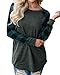 Moliketor Women Plaid Raglan T Shirt Casual Blouse Patchwork Tunic Summer Tops