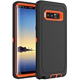 WOGROO Case for Galaxy Note 8, Heavy-Duty Tough Rugged Shockproof Drop Protective Cover Cases for Samsung Galaxy Note 8, Black+Orange
