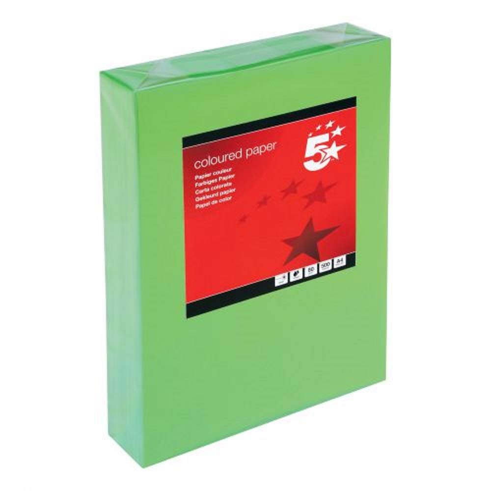 5 Star Coloured Copier Paper Multifunctional Ream-Wrapped 80gsm A4 Deep Green [500 Sheets]
