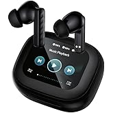 Faifxo Wireless Earbuds, Bluetooth 5.4 Headphones in Ear with Smart Touchscreen Case, ANC Noise Cancelling Ear Buds, 60H Playtime for Sports & Working, Bass Stereo Sound for iPhone/Android (Black)
