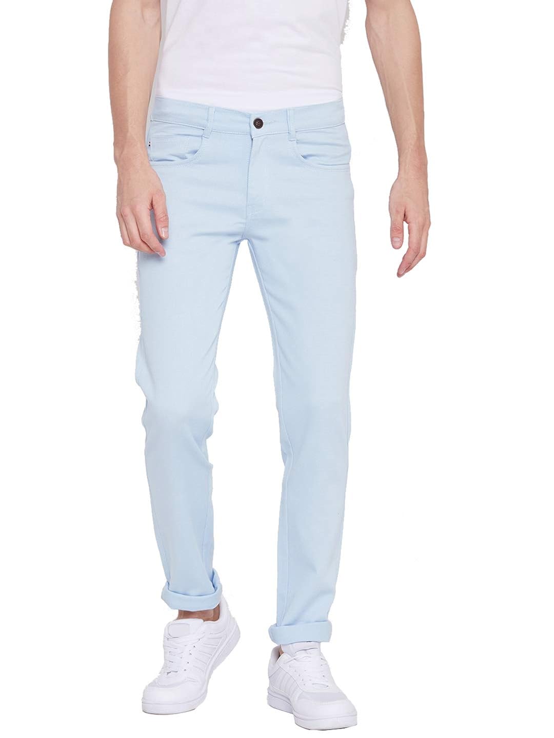 Buy Nation Polo Club Men's Slim Fit Sky Blue Color Casual Trouser