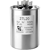 Uryazm 27L20 CPT00659 Round Capacitor 30 + 5 uF MFD 440 Volt | Universal CBB65 370 440vac for HVAC Ac Compressor Fan Motor