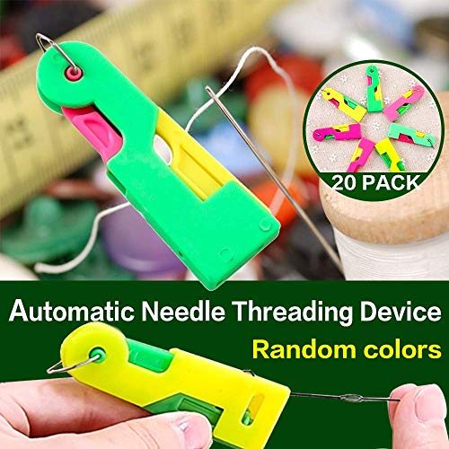 Automatic Needle Threading Device,Self Threading Hand Needle,Plastic Needle Threader Thread Guide Needle Device,Solve Needle Threading Problem - Easy Use & Carry,Fit for Kids Young and Old by Yoruii