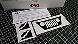 WRANGLER JK JKU Jeep Windshield Grill and little corner Jeep Decals 2007-2014 Sticker Kit GLOSS BLACK by Underground Designs