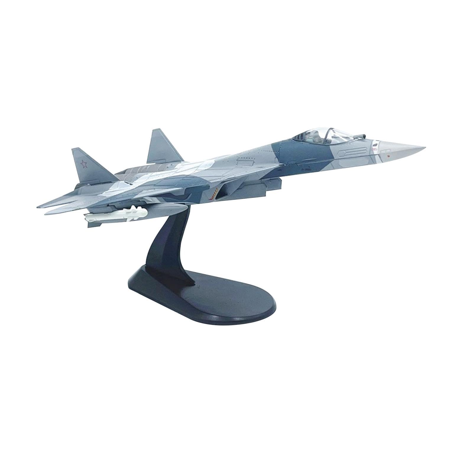 Sharplace 1/100 SCALE SU 57 Fighter Diecast Model High Detailed Collection Aircraft Airplane Display for Cafe, Bar, Living Room, Shelf Aviation Commemorate