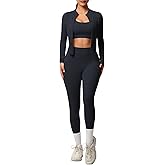 3 Piece Women’s Workout Set – Zip-Up Jacket, Sports Bra & High-Waist Leggings – Stretchy Breathable Yoga Outfit