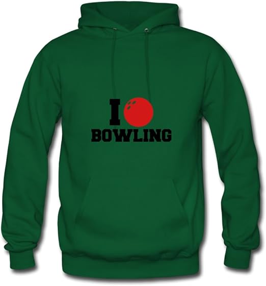 I Love Bowling Logo Design Custom Xlarge Hoodies Women Cotton For Green Clothing