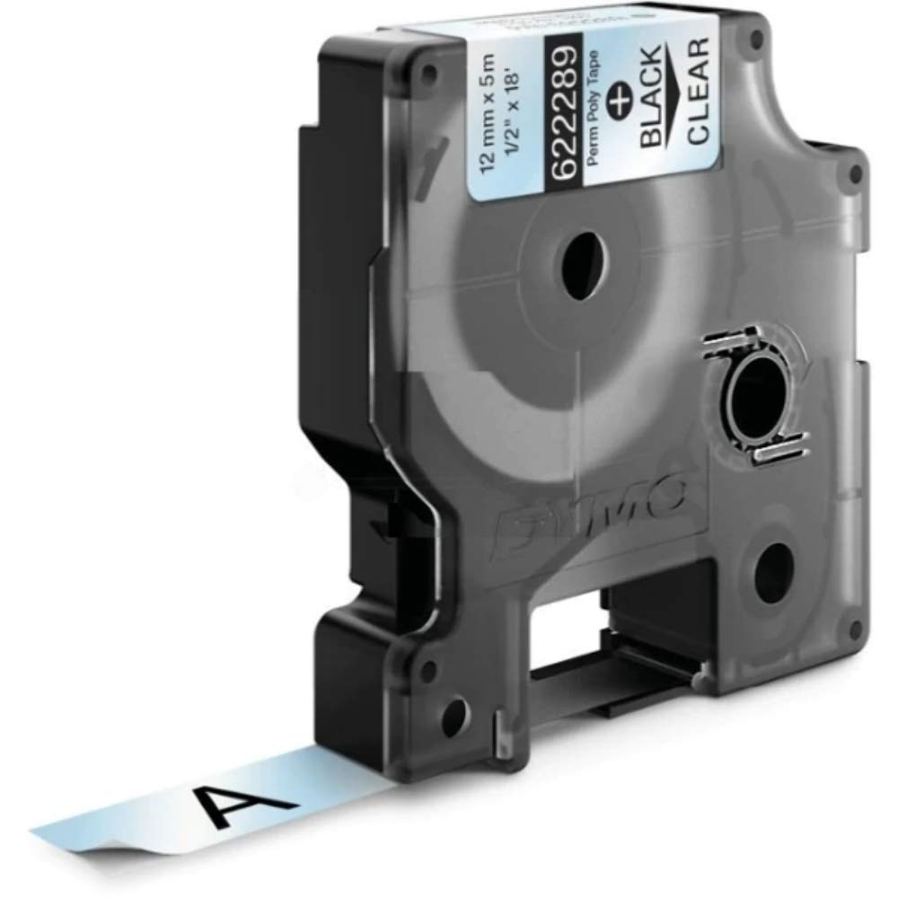 DYMO Rhino Industrial Permanent Polyester Labels | 12 mm x 5.5 m | Black Print on Clear | Self-Adhesive | for LabelManager & Rhino Label Makers