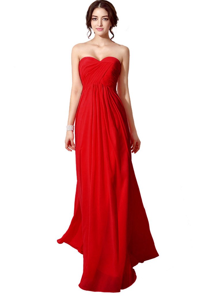 red chiffon evening gown