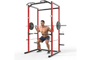 TackView Multi-Function Squat Rack Power Cage for Home Gym, 1100 LB Load Strength Training Cage with Pull Up Bar, Dip Station