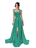 YMSHA Women's Spaghetti Strap Long Simple Satin