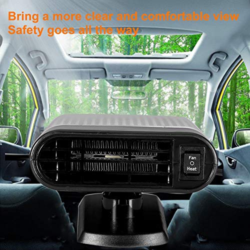 Automotive Glass Defogger, Car 12V Portable Electric Window Glass Heater Heating Dryer Windshield Fan Defroster Demister (Grey)