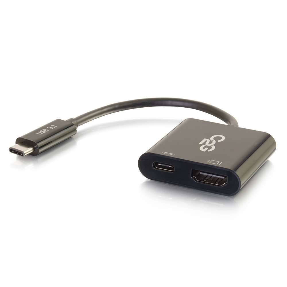 C2G USB-C Male to HDMI Female & USB-C Female Charging Adapter Dongle Black