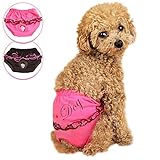 Mimibox Dog Diapers Female-2pcs with Lace Litter Ruffle Skirt Cotton Sanitary Physiological Pants Washable Reusable Puppy Underwear Panties Girls (M)