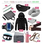 BOMBAX-Women-10-Pocket-Travel-Jacket-Hoodie-Slim-Fit-Flight-Bomber-Coat-Pillow