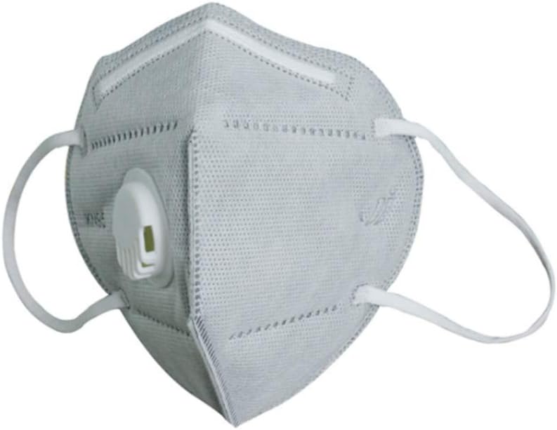 RoxTop KN95 Mask Filtration FFP3 Grade Cotton Face Mask with Breathing Valve Head Strap Masks for Home Use, Outdoor Construction and Daily Use (3 Pack, Grey)