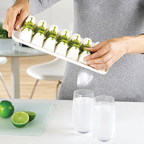 Joseph Joseph 20018 QuickSnap Ice Cube Tray with Cover Lid Easy-Release No-Spill Stackable Odor-Free Dishwasher Safe, Green