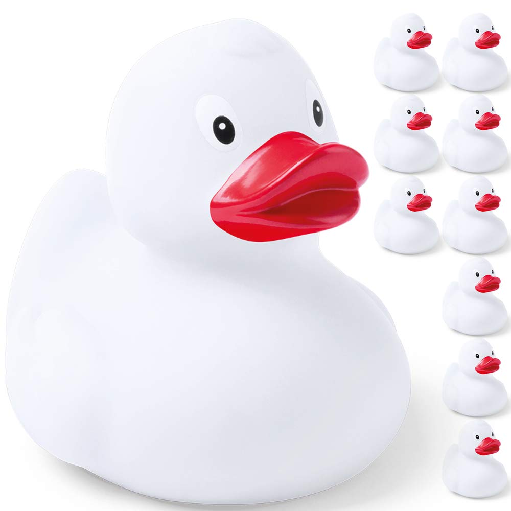 eBuyGB Rubber Duck Floating Bath Time Toy for Children, White, Pack of 16