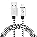 Micro USB Cable,[2-Pack] 3''ft/1m Premium Durable Nylon Braided Tangle-free High Speed Data Sync Charger cord with Aluminum Heads for Android Samsung HTC Motorola LG Sony Blackberry and More (silver)