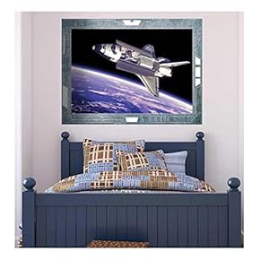 Wall26 - Science Fiction ViewPort - Decal - A View of the Space Shuttle Flying - Wall Mural, Removable Sticker, Home Decor - 24x32 inches
