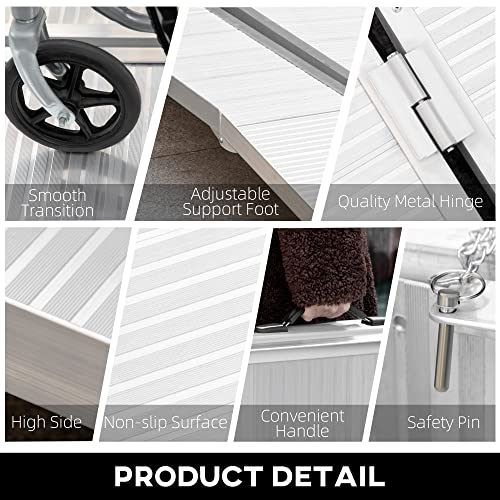 Wheelchair Ramp 6FT, Folding Aluminum Threshold Ramp with Non