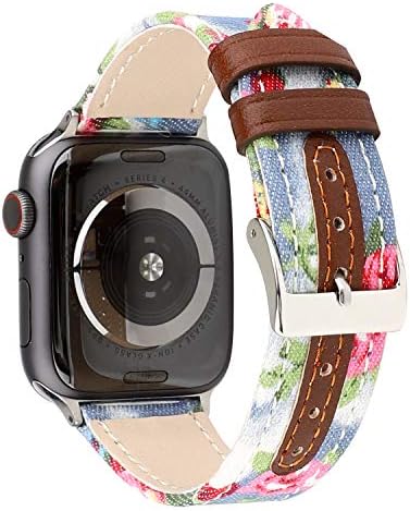 HULUCKY Compatible with Apple Watch Band 38mm Women, Floral Pattern PU Leather Wristband Replacement for Apple Watch Strap Bracelet for iWatch 38mm Series 3 2 and Series 1
