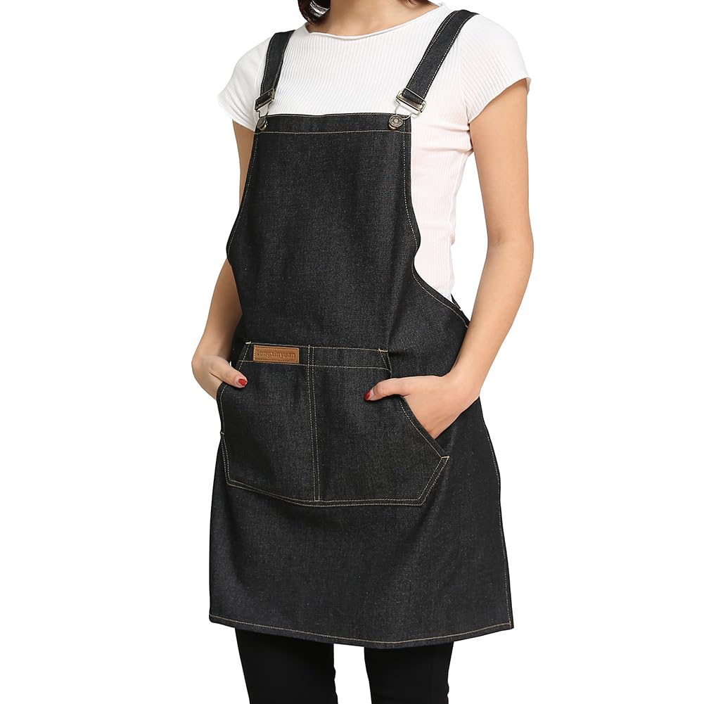 Sleeveless Apron for Waiters Denim Chef Aprons with Pockets Work College Bistro Restaurant Catering