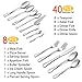 LIANYU 48-Piece Silverware Set with Serving Utensils, Flatware Set for 8, Includes Knives, Spoons and Forks, Stainless Steel Cutlery Eating Utensils, Mirror Finish, Dishwasher Safe