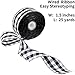 Tatuo Wide Wired Plaid Taffeta Ribbon 25 Yards 1.50 Inches Gingham Ribbon Craft Wide Plaid Ribbon for DIY Craft Party Gift Supplies Black White