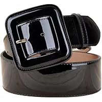 GALPADA Black Patent Leather Belt Women, Vintage Square  display picture 3