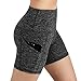 ODODOS High Waist Out Pocket Yoga Short Tummy Control Workout Running Athletic Non See-Through Yoga Shorts,CharcoalHeather,Largethumb 2