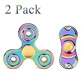 Metal Fidget Spinner 2 Pack Stress Relief Reducer Spin ADHD Anxity Toys for Adults Children Autism Fidgets Best EDC Hand Spinners Bearing Finger Toy Focus Fidgeting Restless Tri-spinner SCIONE