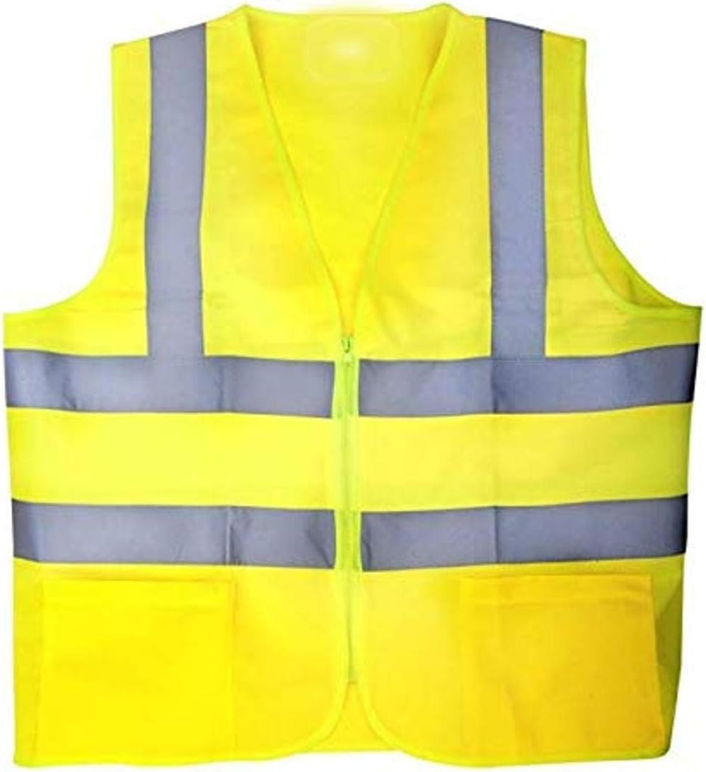 Worktex Safety Economy Fabric Class 2 Safety Vest with Two Pockets & Zipper - Yellow/Lime, Size L, 10 per Pack